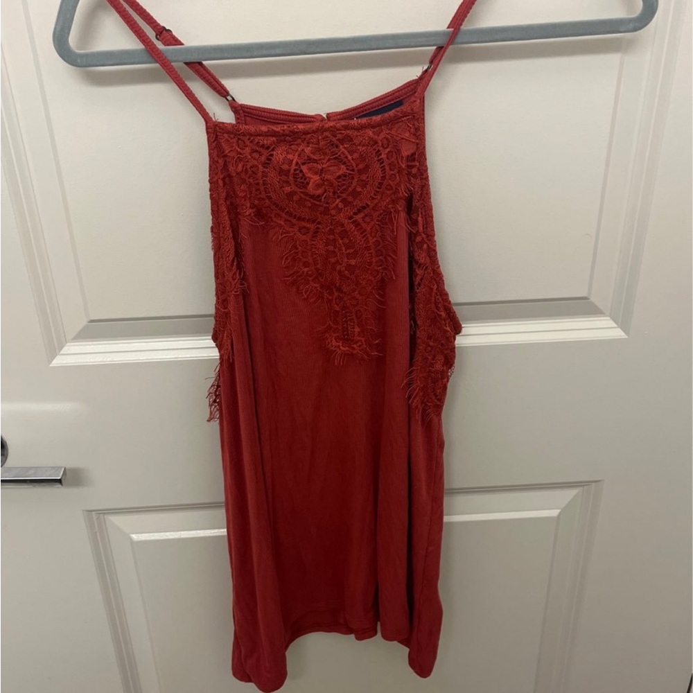 Elegant Burnt Orange Lace Women's Top